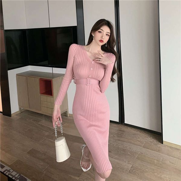 autumn and winter v-neck slim wrap hip knit medium length high waist split bottomed dress, Black;gray 
autumn and winter v-neck slim wrap hip knit medium length high waist split bottomed dress, Black;gray