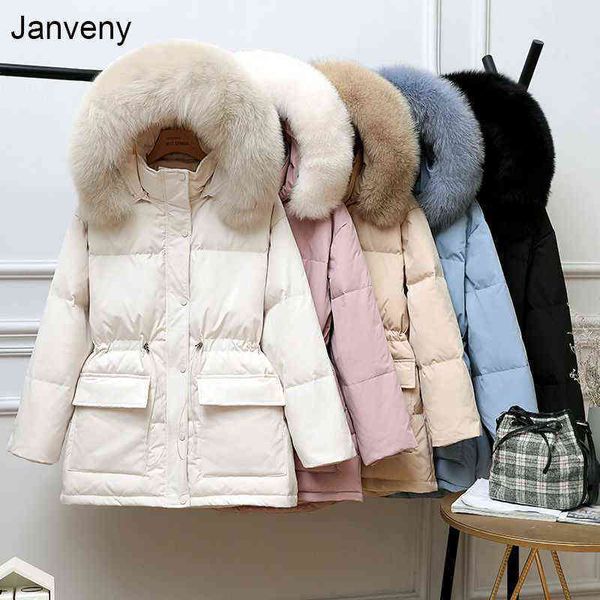 janveny winter women thick warm large real fur hooded down jacket 90% white duck down coat waist retractable parker overcoat 211130, Black
janveny winter women thick warm large real fur hooded down jacket 90% white duck down coat waist retractable parker overcoat 211130, Black