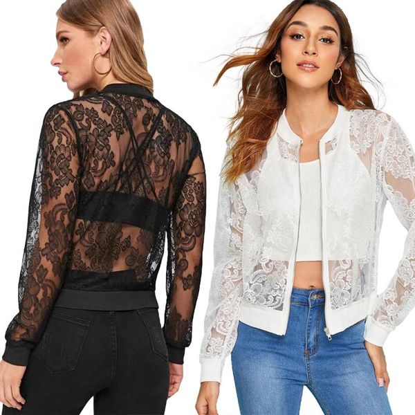 women's jackets summer woman long sleeve lace thin jacket white female casual perspective girls fashion outdoor dating clothes black, Black;brown
women's jackets summer woman long sleeve lace thin jacket white female casual perspective girls fashion outdoor dating clothes black, Black;brown