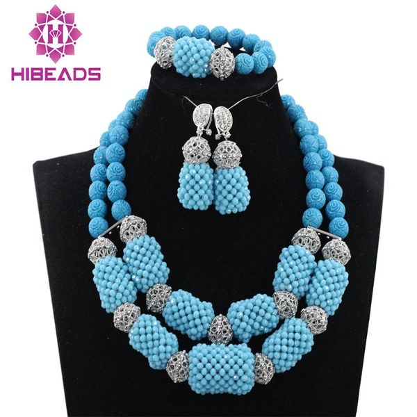 earrings & necklace nigerian sky blue coral beads women jewelry sets african wedding bridal set abh300, Silver
earrings & necklace nigerian sky blue coral beads women jewelry sets african wedding bridal set abh300, Silver