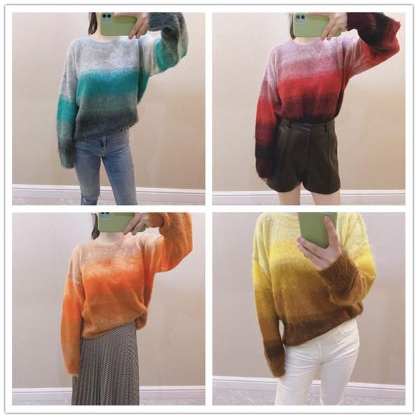 rainbow gradient stripes women knit sweater o-neck long sleeve casual wild lady sweater pullover, White;black
rainbow gradient stripes women knit sweater o-neck long sleeve casual wild lady sweater pullover, White;black