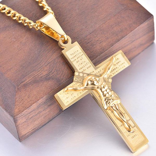 pendant necklaces fashion trendsetter gold bible cross jesus stainless steel, Silver
pendant necklaces fashion trendsetter gold bible cross jesus stainless steel, Silver