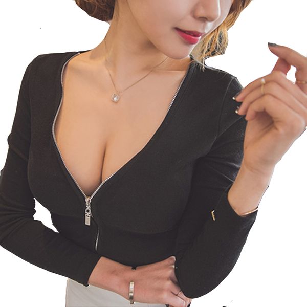women's sweaters female blouse with front-end zipper and v-neck, crop-bred shirt for women, long sleeve, casual slim fit, basic, ad9x, White;black
women's sweaters female blouse with front-end zipper and v-neck, crop-bred shirt for women, long sleeve, casual slim fit, basic, ad9x, White;black