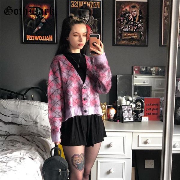 goth dark fashion argyle printing e-girl sweaters gothic single breasted button front caridigan v-neck color blocking streetwear, White
goth dark fashion argyle printing e-girl sweaters gothic single breasted button front caridigan v-neck color blocking streetwear, White