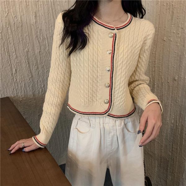 women's knits & tees 2021 autumn loose long-sleeved knitted contrast sweater round neck single-breasted open stitch thin all-match jack, White
women's knits & tees 2021 autumn loose long-sleeved knitted contrast sweater round neck single-breasted open stitch thin all-match jack, White