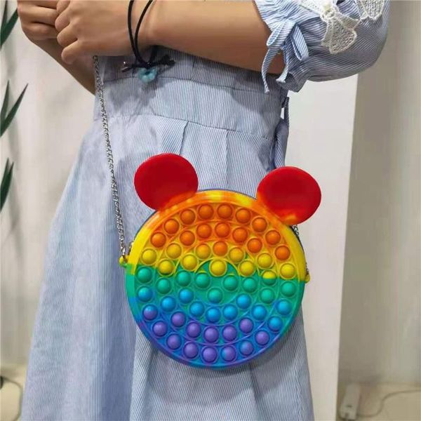 children handbag purse rainbow push bubble dimple toy pressure relief board controller creativity, White
children handbag purse rainbow push bubble dimple toy pressure relief board controller creativity, White