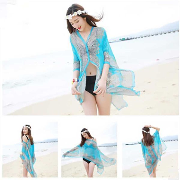 scarves sunscreen clothes shawl versatile super long beach towel scarf multi function magic chiffon pearl buckle sunshade girl, Blue;gray
scarves sunscreen clothes shawl versatile super long beach towel scarf multi function magic chiffon pearl buckle sunshade girl, Blue;gray