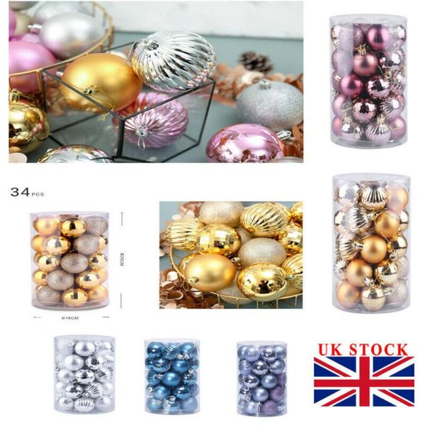 christmas decorations 34pc 40mm xmas tree ball bauble hanging home party ornament decor
