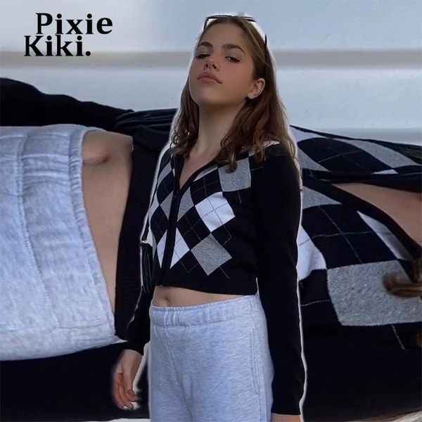 pixiekiki y2k black argyle cropped cardigan women kawaii knitted sweater zip up hoodies cute vintage coat jacket p84-ec36, White
pixiekiki y2k black argyle cropped cardigan women kawaii knitted sweater zip up hoodies cute vintage coat jacket p84-ec36, White