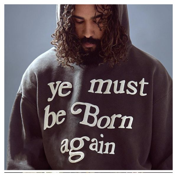 2021 new cpfm ye must be born again men women kanye west foaming printing high street trend long sleeve hoodie couple tdvc, Black 
2021 new cpfm ye must be born again men women kanye west foaming printing high street trend long sleeve hoodie couple tdvc, Black