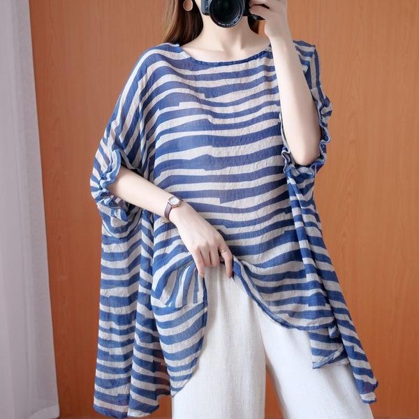 women's blouses & shirts irregular shirt summer loose large mm stripe design sense tencel cotton t-shirt wear, White
women's blouses & shirts irregular shirt summer loose large mm stripe design sense tencel cotton t-shirt wear, White