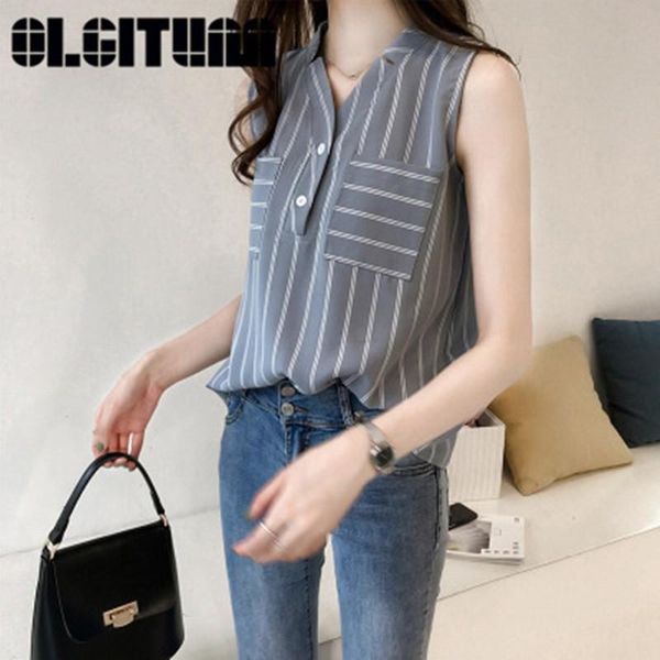 women's blouses & shirts summer 2021 style women v-neck striped blouse sleeveless loose slim casual soft chiffon female green shir, White
women's blouses & shirts summer 2021 style women v-neck striped blouse sleeveless loose slim casual soft chiffon female green shir, White