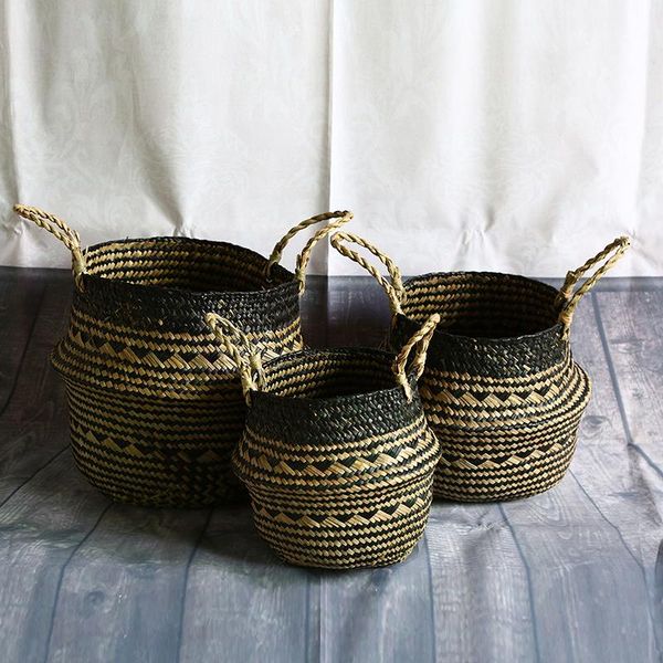handmade woven storage basket with black grid seagrass wicker garden flower plant pot laundry container toy storage holder
handmade woven storage basket with black grid seagrass wicker garden flower plant pot laundry container toy storage holder