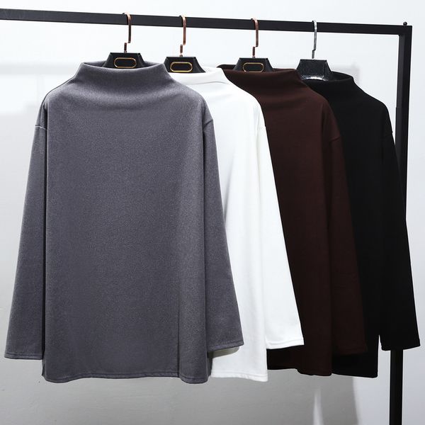 2021 new women 100kg large size fleece mock neck solid color long sleeve bottoming t-shirt office lady korean style premium casual tees yxkd, White
2021 new women 100kg large size fleece mock neck solid color long sleeve bottoming t-shirt office lady korean style premium casual tees yxkd, White