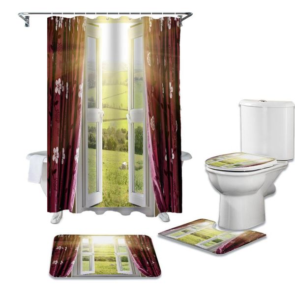 shower curtains windows sunlight grassland green landscape curtain sets non-slip rugs toilet lid cover and bath mat bathroom set
shower curtains windows sunlight grassland green landscape curtain sets non-slip rugs toilet lid cover and bath mat bathroom set
