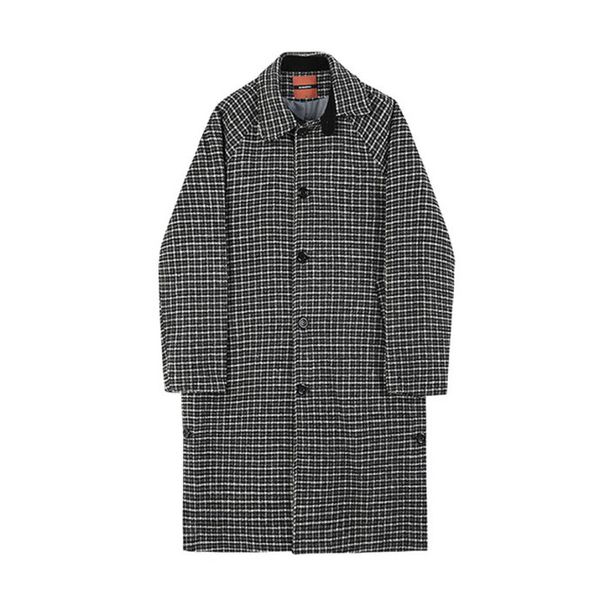 men's coat winter new korean fashion couple's retro plaid youth pockets mid length over knee split loose tweed coats9y8434, Black
men's coat winter new korean fashion couple's retro plaid youth pockets mid length over knee split loose tweed coats9y8434, Black
