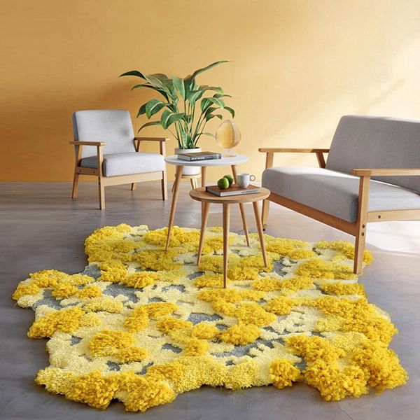 carpets little forest handmade 3d wool area rug, nordic style yellow color abnormity shaped decoration abstract art floor mat
carpets little forest handmade 3d wool area rug, nordic style yellow color abnormity shaped decoration abstract art floor mat