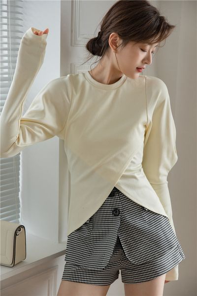 2021 new leg-of-mutton long sleeve asymmetrical women tshirt crewneck tunic t shirt ladies beige black fashion clothing nh2l, White
2021 new leg-of-mutton long sleeve asymmetrical women tshirt crewneck tunic t shirt ladies beige black fashion clothing nh2l, White