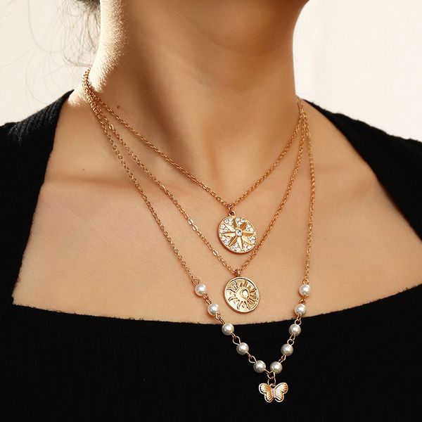 nz1973 fashion jewelry personalized geometric pendant creative pearl star butterfly necklace, Silver
nz1973 fashion jewelry personalized geometric pendant creative pearl star butterfly necklace, Silver