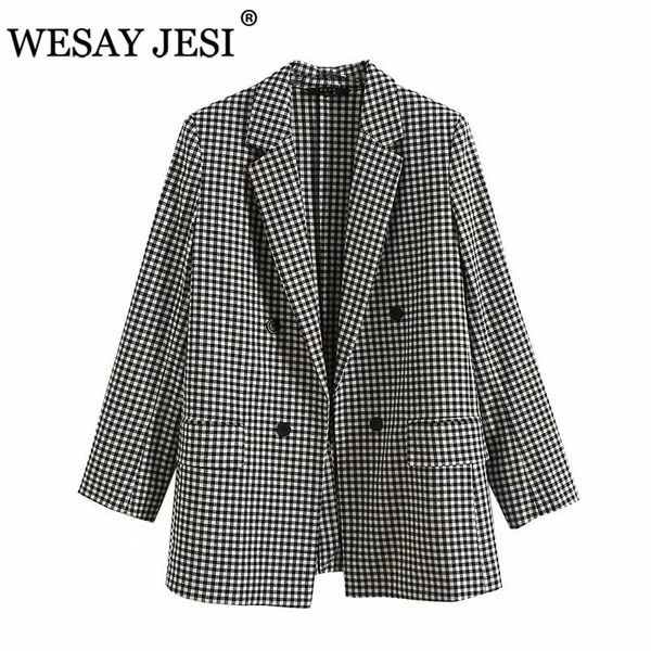 women's suits & blazers autumn 2022 clothing jackets fashion plaid coat double breasted long sleeve elegant female blazer pockets, White;black
women's suits & blazers autumn 2022 clothing jackets fashion plaid coat double breasted long sleeve elegant female blazer pockets, White;black