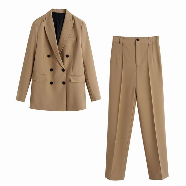 women's two piece pants women suit autumn 2021 fashion double breasted blazer and full length pant modern lady 2 pieces set, White
women's two piece pants women suit autumn 2021 fashion double breasted blazer and full length pant modern lady 2 pieces set, White