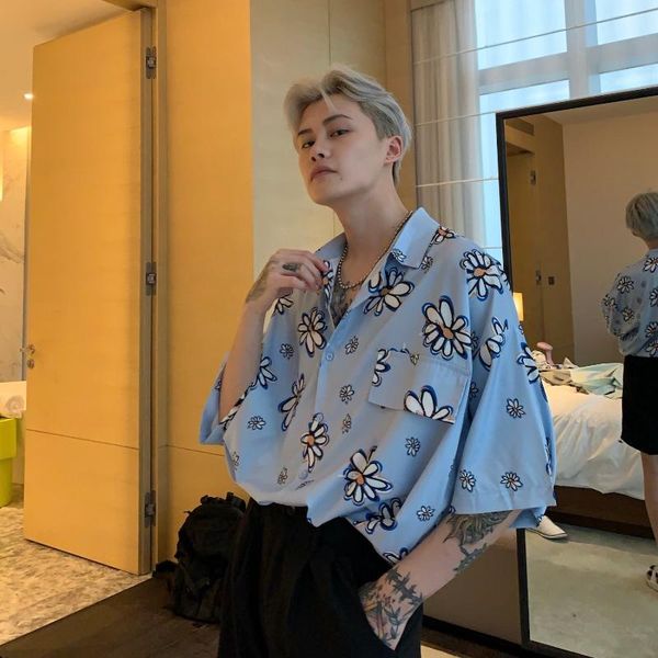 men's casual shirts cuibuju / 20ss stir fried mini daisy short sleeve shirt for men and women, White;black
men's casual shirts cuibuju / 20ss stir fried mini daisy short sleeve shirt for men and women, White;black