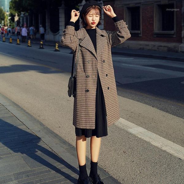 color plaid wool coat women'seuropean goods 2021 spring fashion winter temperament stitching single-breasted outwear e540 women's, Black
color plaid wool coat women'seuropean goods 2021 spring fashion winter temperament stitching single-breasted outwear e540 women's, Black