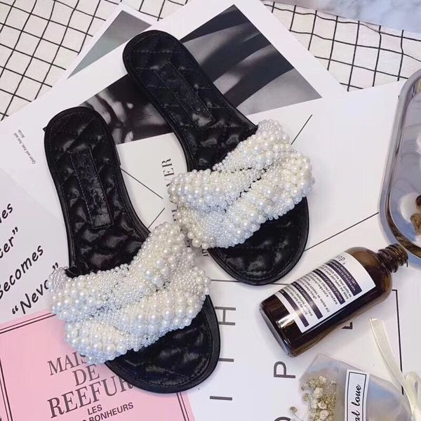 full pearls design women elegant flat slippers genuine leather high version ladies fashion sandals party outdoor trend, Black
full pearls design women elegant flat slippers genuine leather high version ladies fashion sandals party outdoor trend, Black