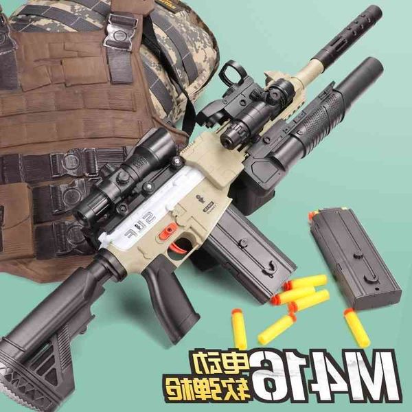 2511electric continuous firing soft bullet m416 automatic assault rifle usb charging children's simulation toy gun chicken eating equip