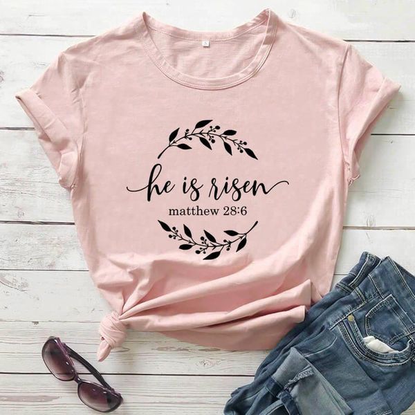 women's t-shirt christian easter shirt sunday he is risen matthew 28:6 printed funny, White
women's t-shirt christian easter shirt sunday he is risen matthew 28:6 printed funny, White