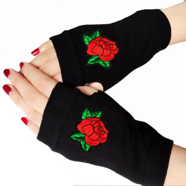 five fingers gloves lovely rose printed lady rhinestone fingerless women men knitted black wool half finger computer mittens warm, Blue;gray
five fingers gloves lovely rose printed lady rhinestone fingerless women men knitted black wool half finger computer mittens warm, Blue;gray