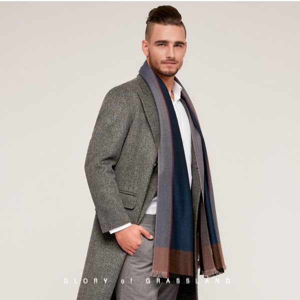 scarves 2021 mongolia pure wool men's herringbone scarf british style warm fashion trend with shawl dual purpose business, Blue;gray
scarves 2021 mongolia pure wool men's herringbone scarf british style warm fashion trend with shawl dual purpose business, Blue;gray