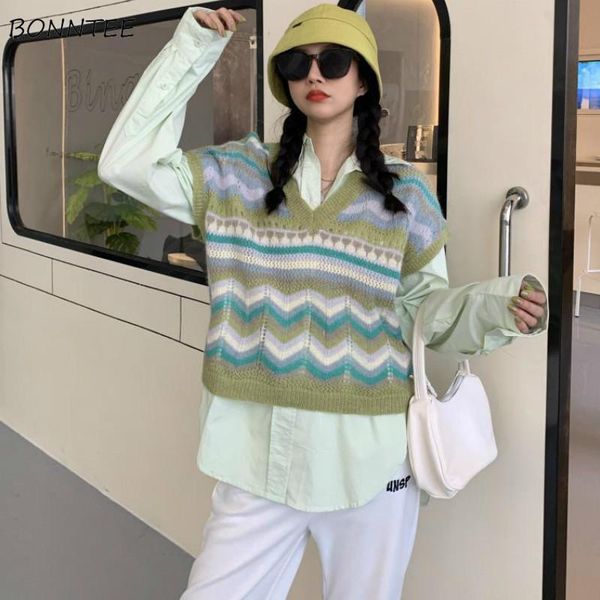women's vests sweaters women v-neck loose striped vintage sleeveless retro chic all-match knitted autumn casual teens fashion, Black;white
women's vests sweaters women v-neck loose striped vintage sleeveless retro chic all-match knitted autumn casual teens fashion, Black;white