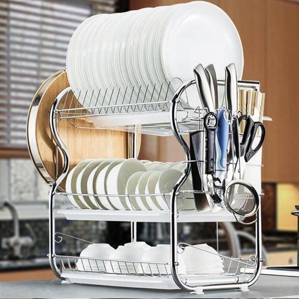 hooks & rails stainless steel 3-layer kitchen dish drain rack dishwashing cup drying household space saving organization storage tools
hooks & rails stainless steel 3-layer kitchen dish drain rack dishwashing cup drying household space saving organization storage tools