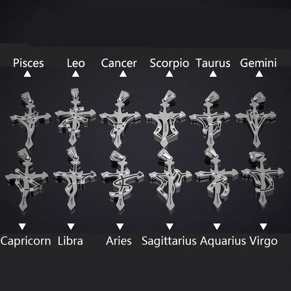 pendant necklaces 12 constellation chain necklace for mens stainless steel exquisite zircon cross jewelry neck gifts male, Silver
pendant necklaces 12 constellation chain necklace for mens stainless steel exquisite zircon cross jewelry neck gifts male, Silver