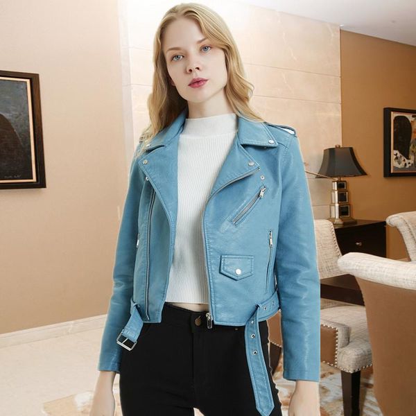 women's leather & faux high waisted korean jacket for spring and autumn short, slim versatile belt pu, Black
women's leather & faux high waisted korean jacket for spring and autumn short, slim versatile belt pu, Black