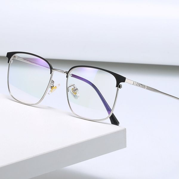 design new business men's half eyebrow line myopia metal spectacle frame flat glasses, White;black
design new business men's half eyebrow line myopia metal spectacle frame flat glasses, White;black