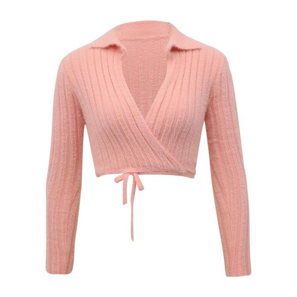 women's knits & tees women cross knit cardigan, adults tie-up solid color long sleeve turn-down collar crop, White
women's knits & tees women cross knit cardigan, adults tie-up solid color long sleeve turn-down collar crop, White