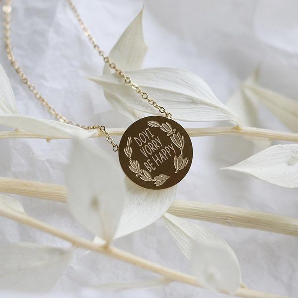 pendant necklaces 100% stainless steel letters tag necklace for women be happy clavicle chain gold color mirror polished, Silver
pendant necklaces 100% stainless steel letters tag necklace for women be happy clavicle chain gold color mirror polished, Silver
