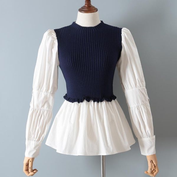 women's sweaters knit sweater stitching fake two-piece pullover slim long-sleeved a-line skirt fashion all-match base 0909, White;black
women's sweaters knit sweater stitching fake two-piece pullover slim long-sleeved a-line skirt fashion all-match base 0909, White;black
