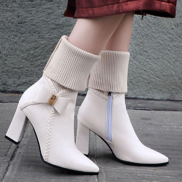 boots 2021 winter women's bow wool comfortable high heel pointed head simple chunky heels #1223, Black
boots 2021 winter women's bow wool comfortable high heel pointed head simple chunky heels #1223, Black