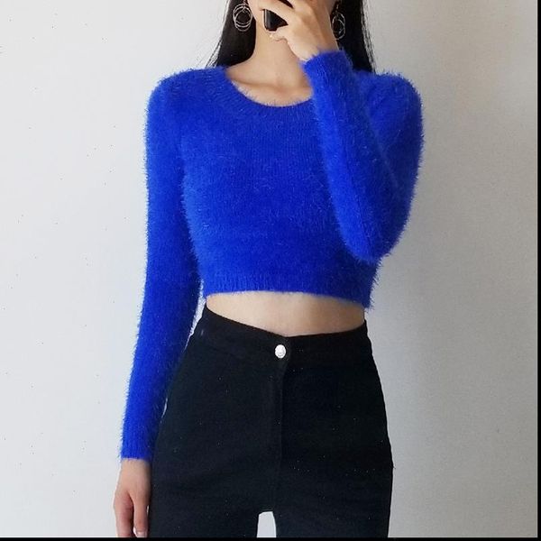 women winter o neck long sleeve furry casual warm sweater popular ladies solid color cropped pullover clothes sweaters, White;black
women winter o neck long sleeve furry casual warm sweater popular ladies solid color cropped pullover clothes sweaters, White;black