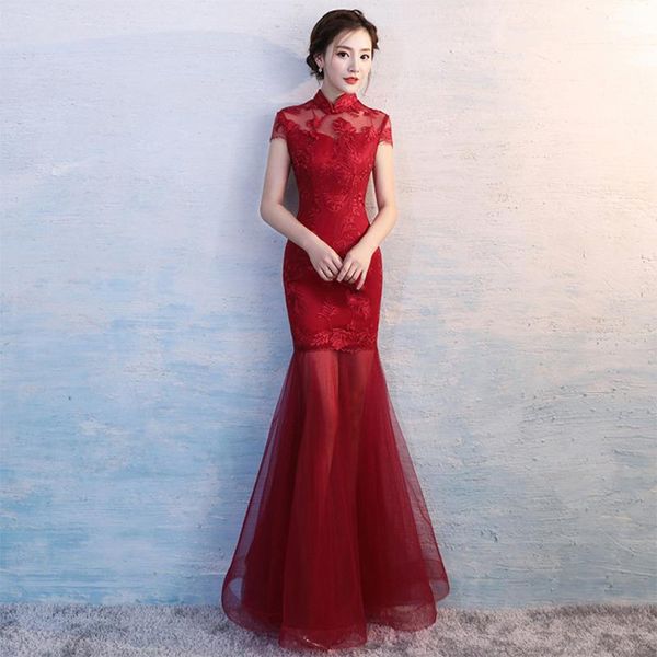 ethnic clothing trumpet women bridal wedding dress luxury elegant lace cheongsam mandarin collar long mesh qipao vestidos de festa, Red
ethnic clothing trumpet women bridal wedding dress luxury elegant lace cheongsam mandarin collar long mesh qipao vestidos de festa, Red