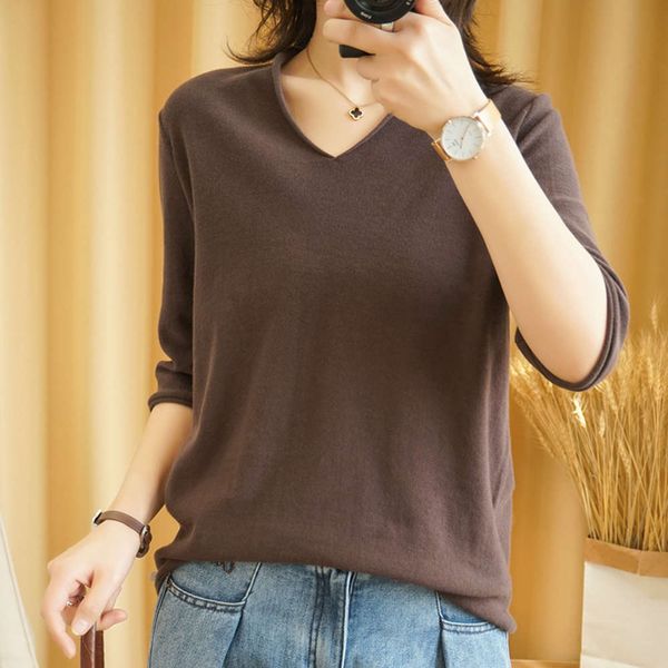cotton linen knitted long sleeve v-neck loose thin bottomed sweater fashion, White;black
cotton linen knitted long sleeve v-neck loose thin bottomed sweater fashion, White;black