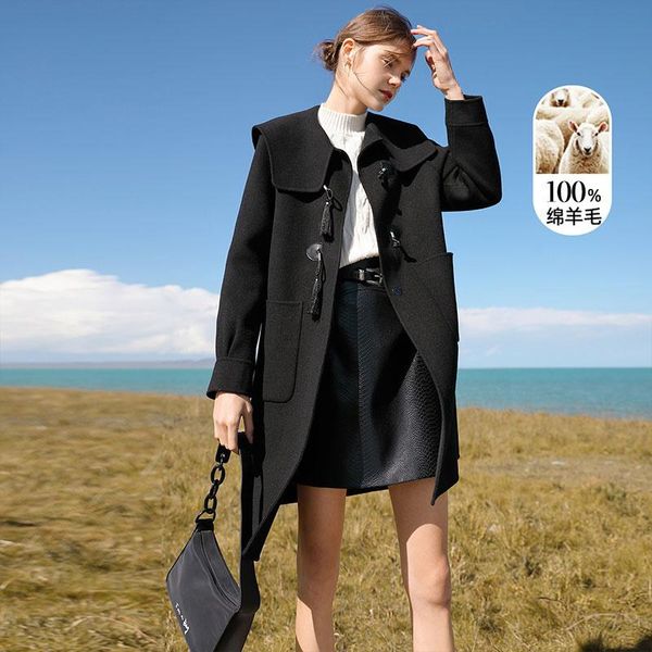 women's wool & blends double sided tweed coat medium long autumn and winter 2021 large lapel black
women's wool & blends double sided tweed coat medium long autumn and winter 2021 large lapel black