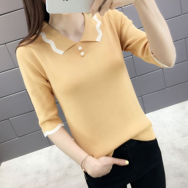 2021 new women autumn knitted pearl solid sweater casual turn down collar patchwork color half sleeve female pullovers 53eg, White;black
2021 new women autumn knitted pearl solid sweater casual turn down collar patchwork color half sleeve female pullovers 53eg, White;black
