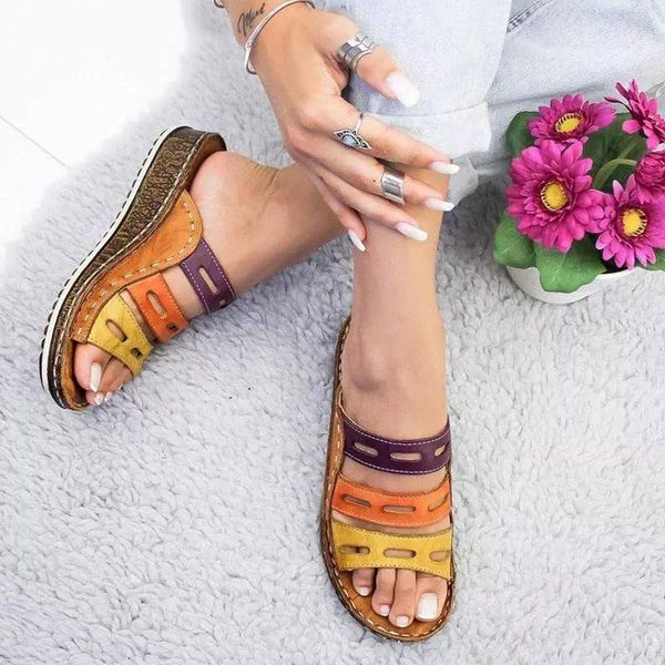 slippers 2021 women ladies hollow out mixed colors flip flops fashion sewing wedge sandals cork shoes platform female slides, Black
slippers 2021 women ladies hollow out mixed colors flip flops fashion sewing wedge sandals cork shoes platform female slides, Black