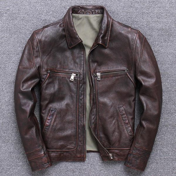 men's leather & faux vintage mens genuine jackets and coat motorcycle real cow cowhide casual brown jacket jaqueta de couro plus size 4, Black
men's leather & faux vintage mens genuine jackets and coat motorcycle real cow cowhide casual brown jacket jaqueta de couro plus size 4, Black