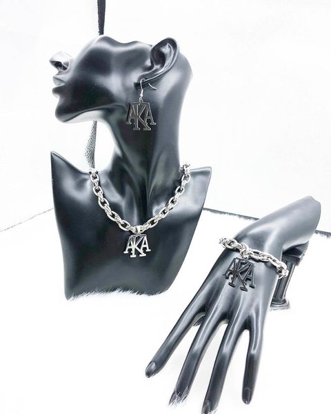 earrings & necklace hand made greek sorority logo fashion classic stainless steel temperament set, Silver
earrings & necklace hand made greek sorority logo fashion classic stainless steel temperament set, Silver