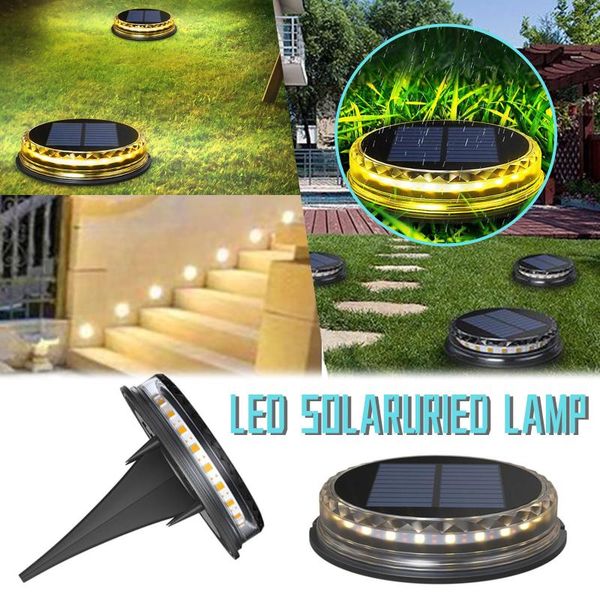 lawn lamps 4pc solar ground lights 17led waterproof powered garden light outdoor land pathway floor under spot lamp #py
